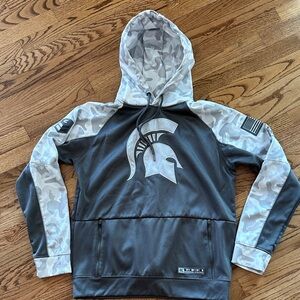 Colosseum Gray and White Camouflage Michigan State University Hoodie